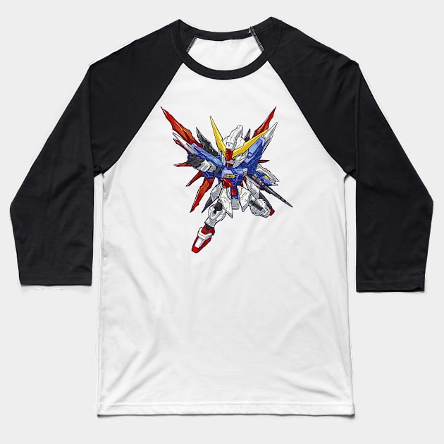 Destiny Gundam Deform Baseball T-Shirt by RatjoenMerch